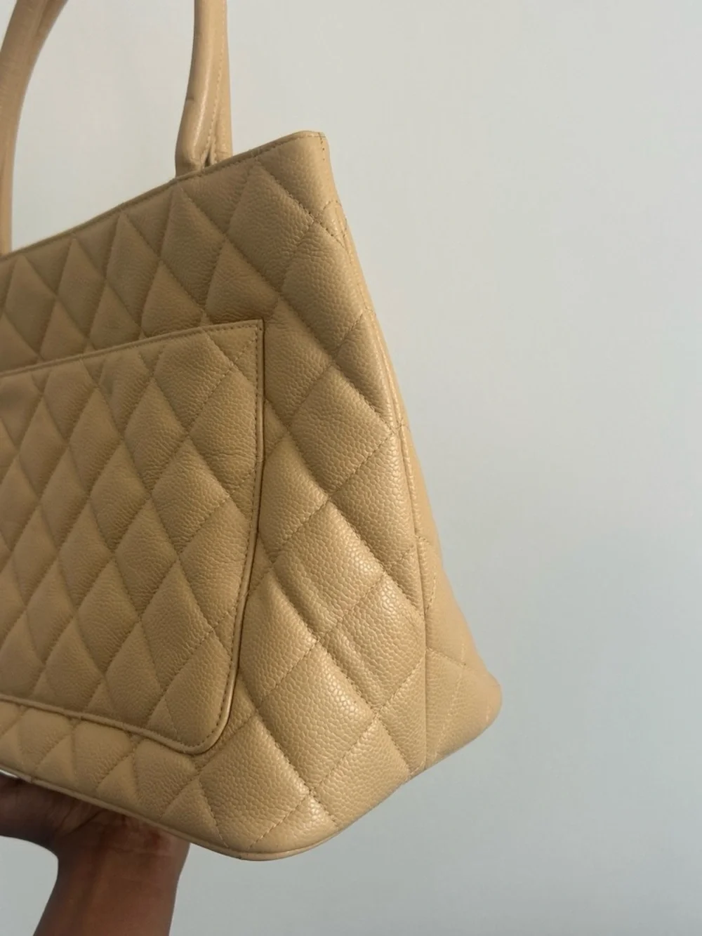 CHANEL Tan Quilted Leather Shopper Tote